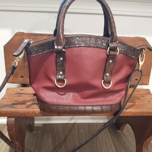 Elegant Brown and Red Women's Handbag